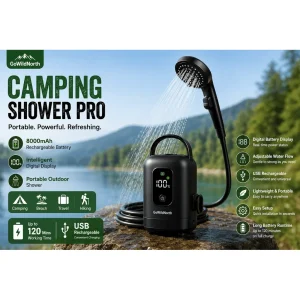 GoNorth Portable Camping Shower Pro 8000mAh Rechargeable Outdoor Shower with Digital Display