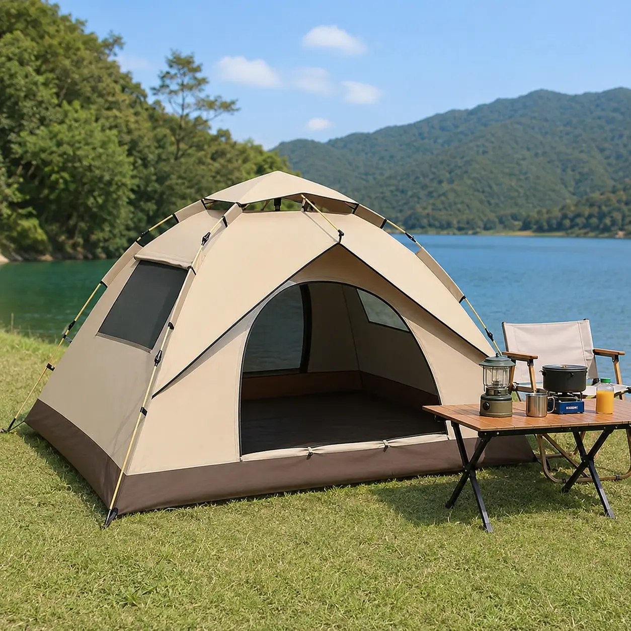 GoNorth Gold Portable Camping Tent for 2–4 People with Storage Carry Bag - Waterproof