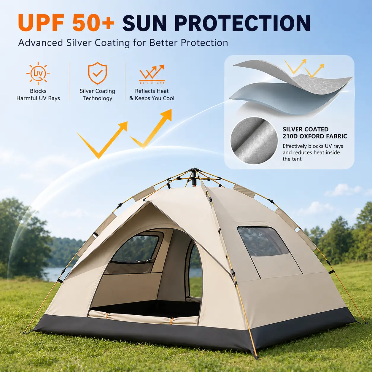 GoNorth Gold Portable Camping Tent for 2–4 People with Storage Carry Bag - Waterproof - Image 4